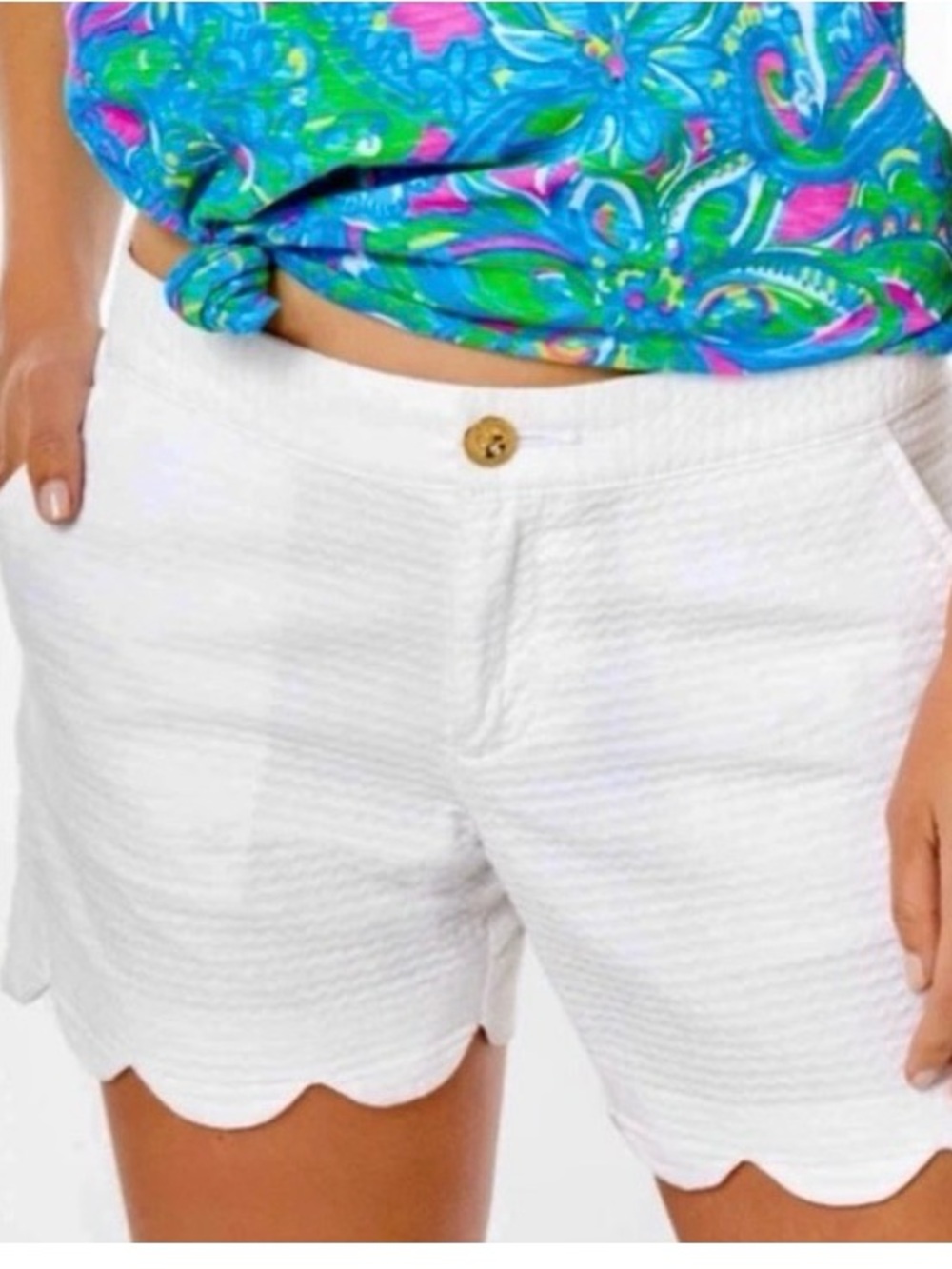 Lilly Pulitzer Shorts-White Scalloped Hem Shorts